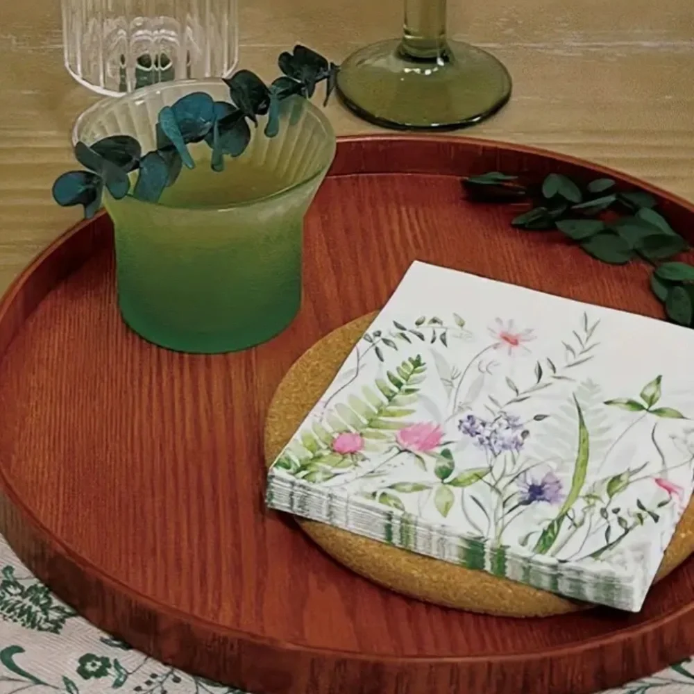 Floral Design Cocktail Beverage Paper Napkins, 20 ct